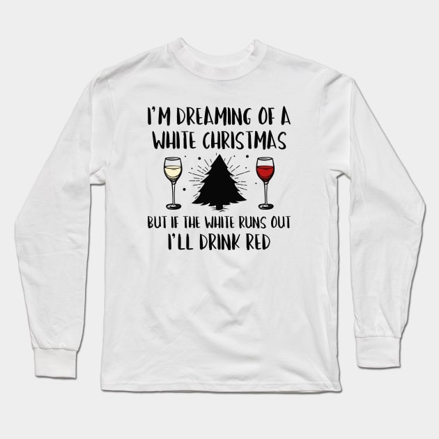 White Christmas Wine Long Sleeve T-Shirt by LuckyFoxDesigns